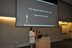 Steph and Abby presenting the Spartan of the Year